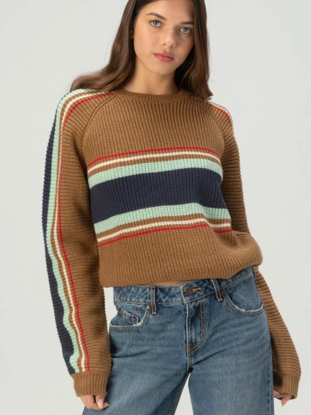 BRIXTON RACING STRIPE CREW SWEATER KNIT RETRO CLASSIC INSPO Y2K UTILITY STREET S - Picture 2 of 7